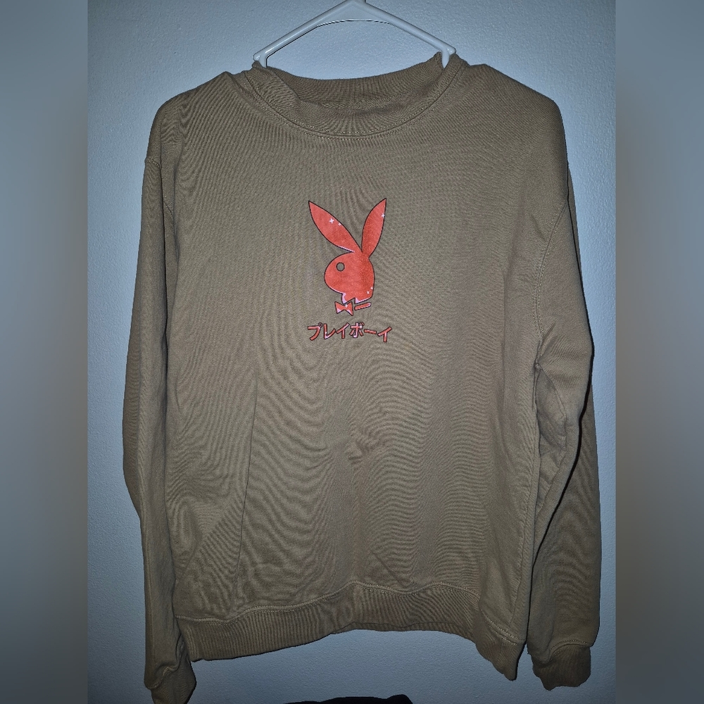 Playboy Tan Sweatshirt with Red Logo